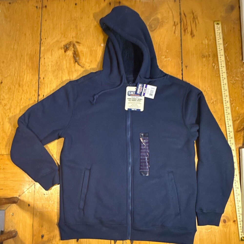 Smith's Workwear Men's Navy Thermal Knit Sherpa Lined Full Zip Hoodie M